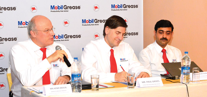 Henri Braun, Grease Technolog y Manager, ExxonMobil Fuels Lubricants &amp; Specialties Marketing Company, Paul Grives, Global Industrial Strateg y Advisor, ExxonMobil Fuels Lubricants &amp; Specialties Marketing Company and Shankar Karnik, Asia Pacifi c Mobil SHC Brand Manager