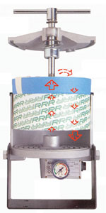 This example of a depth-type filter has an element that requires oil to pass through 114 millimeters of filter media for maximum particle filtration. (Courtesy Triple R) This example of a depth-type filter has an element that requires oil to pass through 114 millimeters of filter media for maximum particle filtration. (Courtesy Triple R)