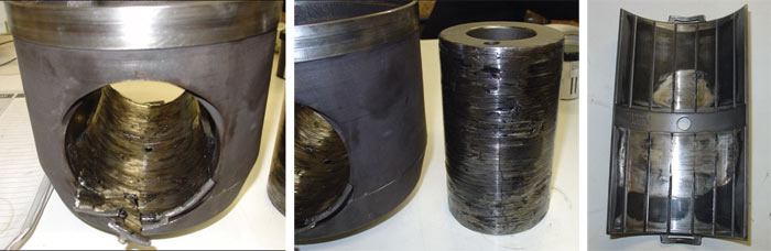 These images of a locomotive engine reveal wrist pin bearing failure. These images of a locomotive engine reveal wrist pin bearing failure.