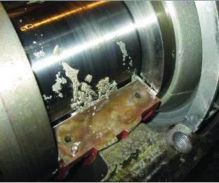 Figure 11. Previously melted Babbitt reformed after restoring lubrication