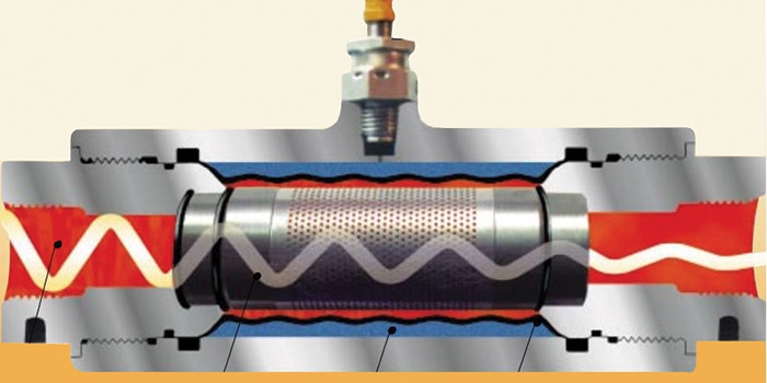A cross-section view of a shock suppressor