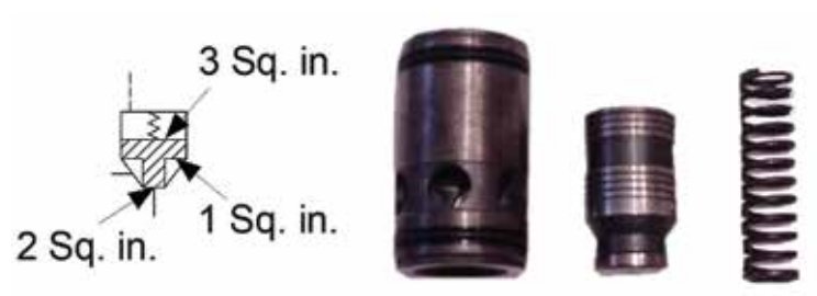 Figure 1. A schematic symbol for a logic valve alongside the valve it represents Figure 1. A schematic symbol for a logic valve alongside the valve it represents