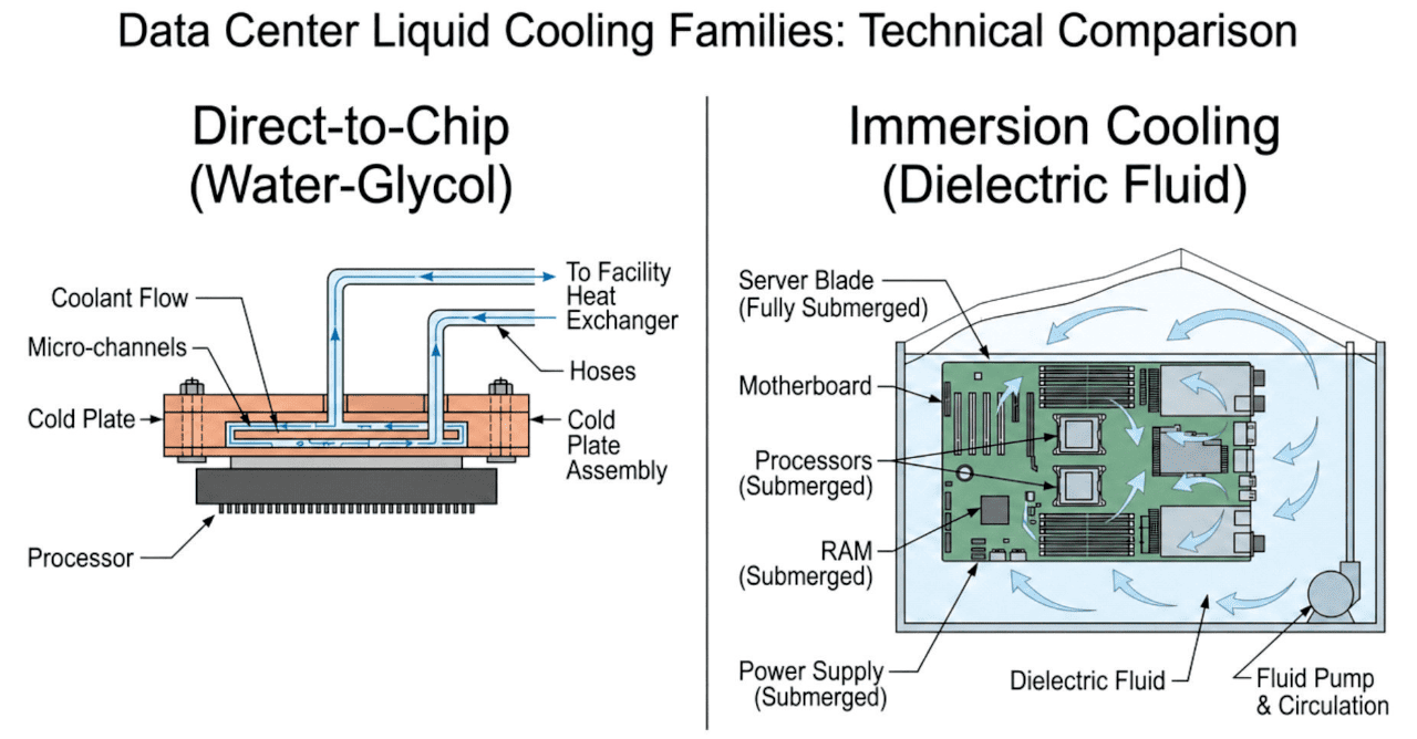 Data Centre Liquid Cooling Families: Technical Comparison